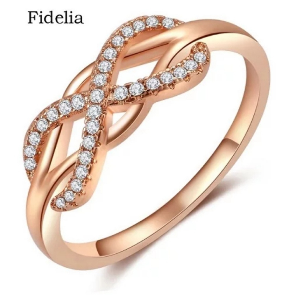 Rose Gold Infinity Ring size 7 8 9 10 - Picture 2 of 2